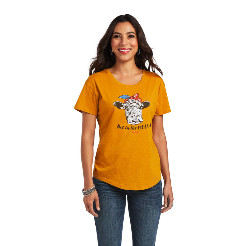 Ariat T-Shirts Damen - Not In The Mood Gelb ( FDPLN-2137 )
